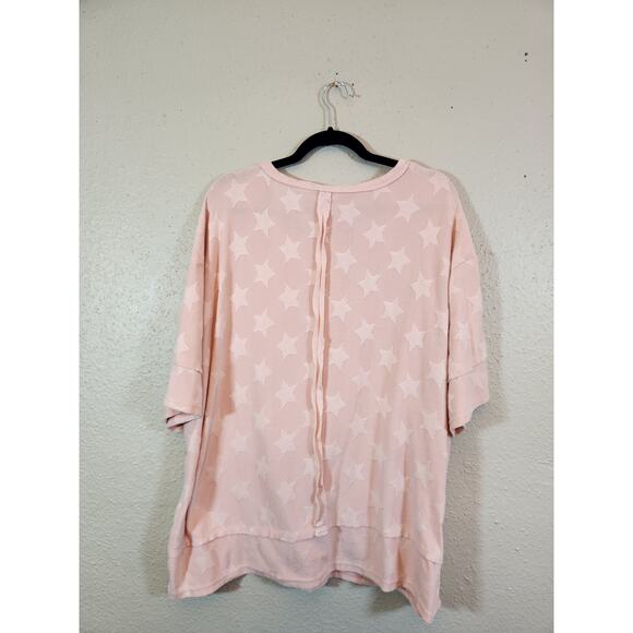 Hopely Women's Star‎ Pattern Ruffle Trim Half Sleeve Relaxed Blouse Top Size 2X - Picture 2 of 5